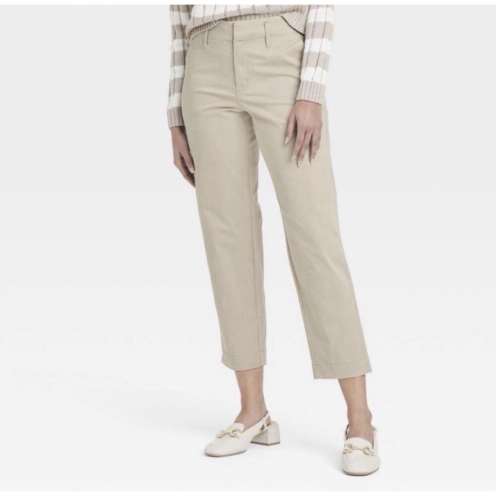 Women's High-Rise Tapered Ankle Chino Pants - A New Day Size 8